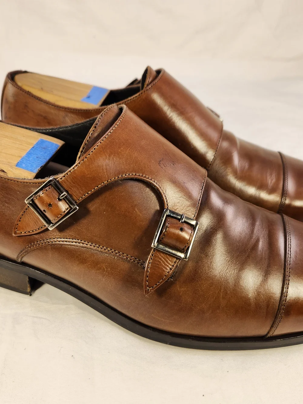 TO BOOT NEW YORK ADAM DERRICK DOUBLE MONK STRAPS MEN SHOES BROWN CAPTOE SZ 8.5